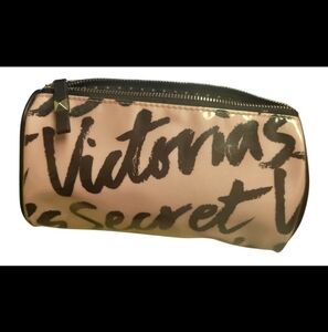 PINK Victoria's Secret Solid Signature Logo Makeup Cosmetic Bag W/ 3 FREE Gifts
